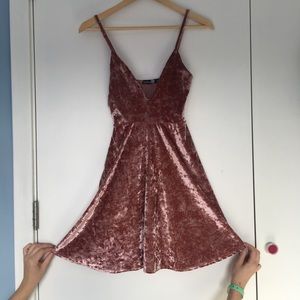 Boohoo Pink Crushed Velvet Dress